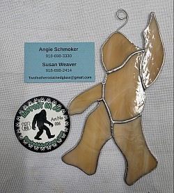 Art No 006, Two Feathers Stained Glass, Stained Glass Bigfoot